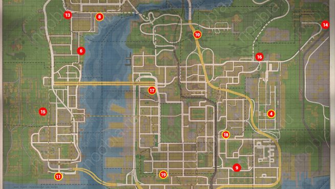 Карта с местоположением журналов PLAYBOY в Mafia 2: Joe's Adventures