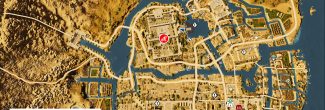 Assassin's Creed: Origins: карта с местоположением десятого папируса "У всех на виду / In Plain Sight" в Мемфисе