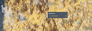 Assassin's Creed Origins: карта с расположением секретной локации "Пещера Хотепа" во Впадине Каттара на севере Древнего Египта